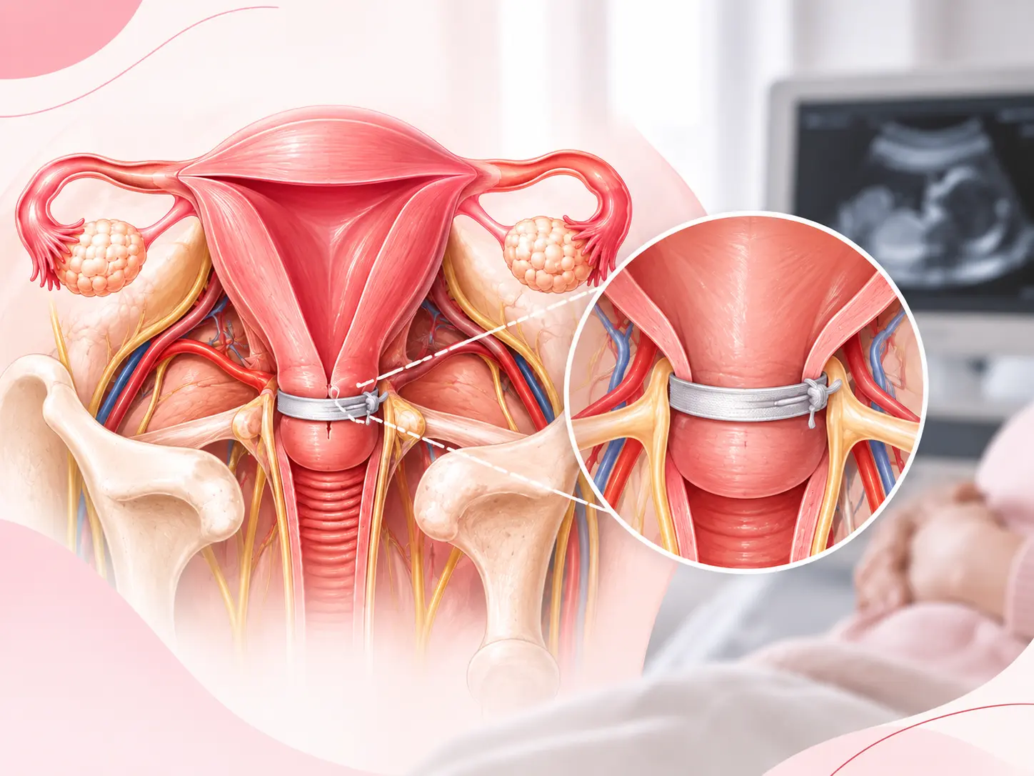 Detailed Uterine Cerclage Medical Illustration